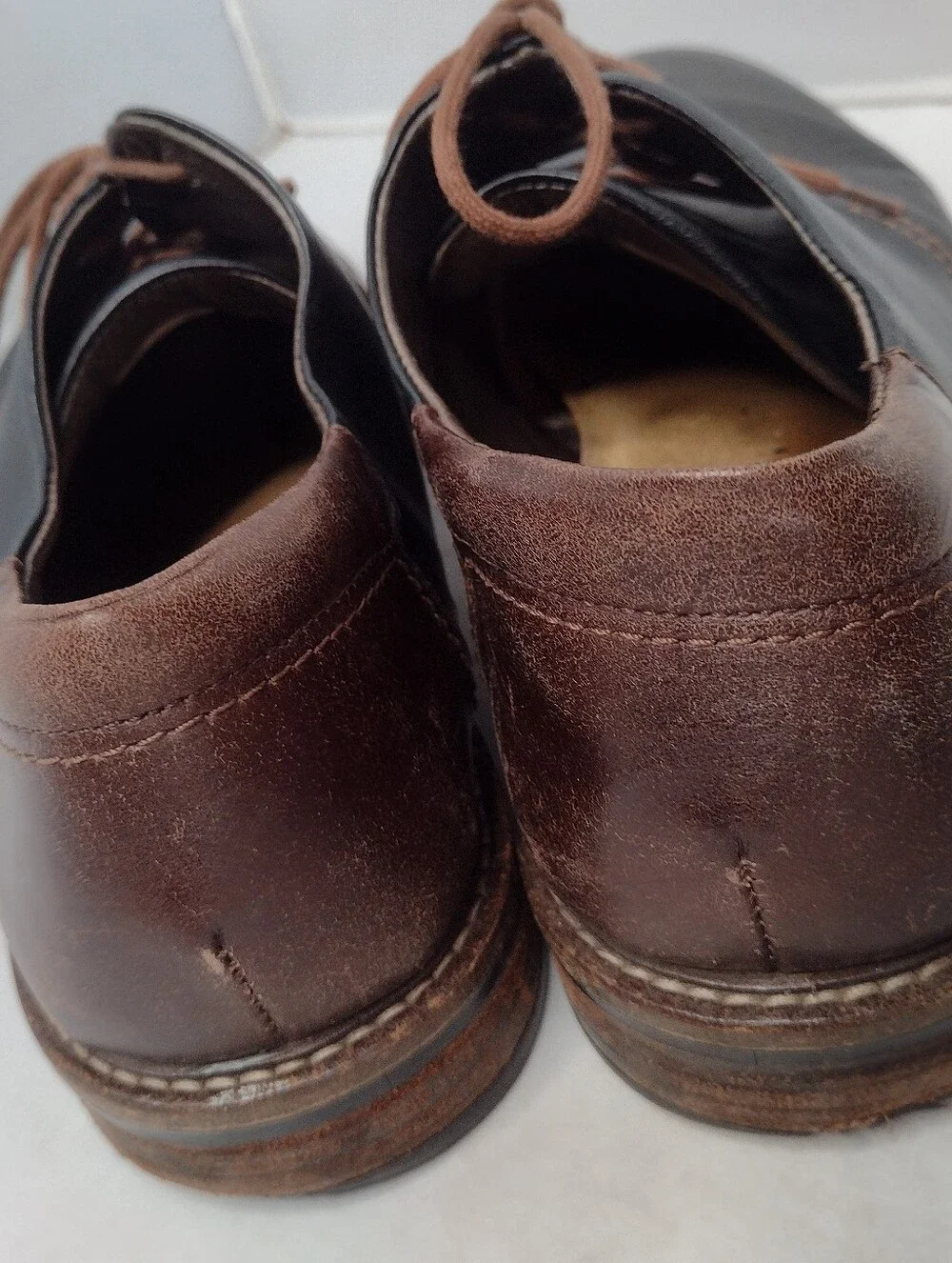 Naot Mens Chief Oxford Size 43 Black Brown Leather Plain Toe  Shoe N